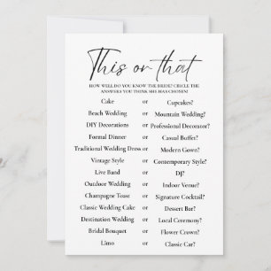 Carte de jeu minimaliste de douche nuptiale
