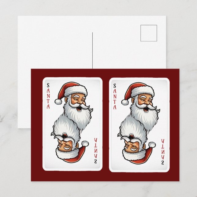Carte de jeu père Noël pour Noël (Devant / Derrière)