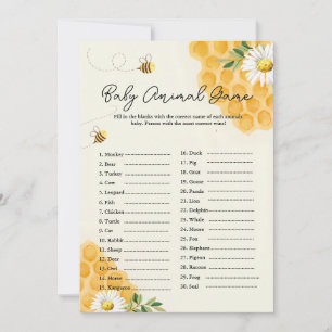 Carte de jeu pour Baby Shower Bébé Animal Abeille