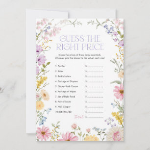Carte de jeu pour baby shower : devinez le juste p