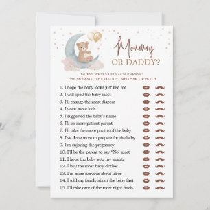 Carte de jeu pour Baby Shower Maman ou Papa Over t