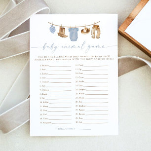 Carte de jeu pour baby shower 'Petit bébé cowboy'