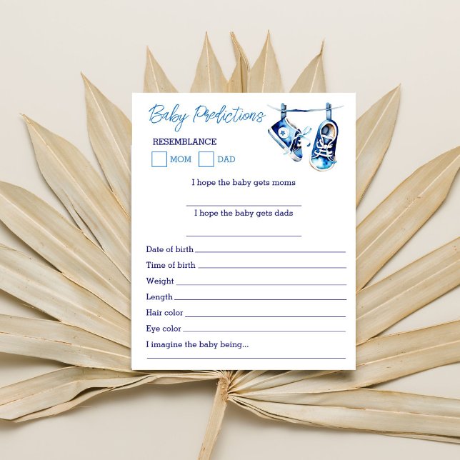 Carte de jeu prédiction et conseil pour bébé (Baby predictions and advice for parents card baby shower games it's a boy baby shower games)