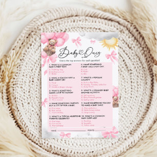 Carte de jeu Quiz baby shower