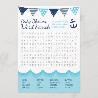 Carte de jeu Recherche de mot pour bébé marin