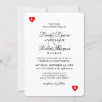 Carte de jeu rouge et blanc - Invitation de mariag