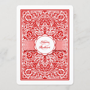 Carte de jeu rouge et blanc - Invitation de mariag