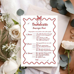 Carte de jeu Scavenger pour bachelorette Dessin à