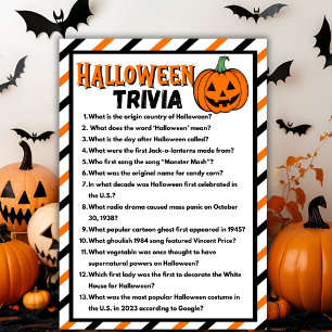 Carte de jeu Trivia Halloween Noir Et Orange