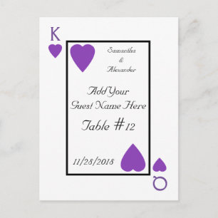 Carte de jeu violet King/Queen Table Place Cartes