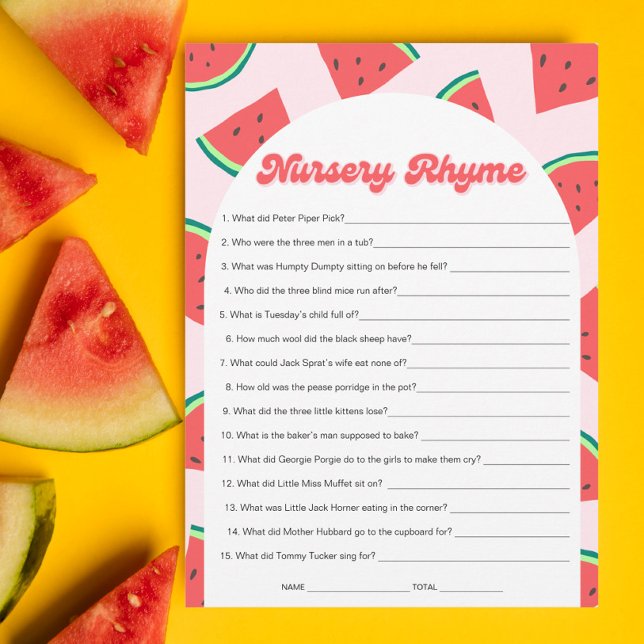 Carte de jeu Watermelon Baby shower Nursery (Créateur téléchargé)