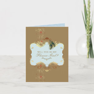 Carte de jeune fille aux fleurs pour mariage indie