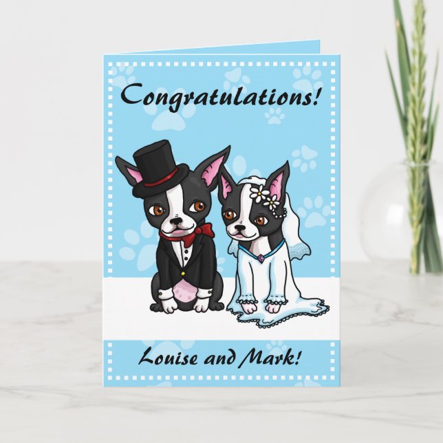 Carte de jeunes mariés de Boston Terrier (Devant)