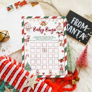 Carte de jeux de baby shower de bingo bébé Santa N