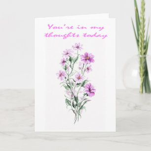 Carte De jolies anémones roses Pensées pour toi