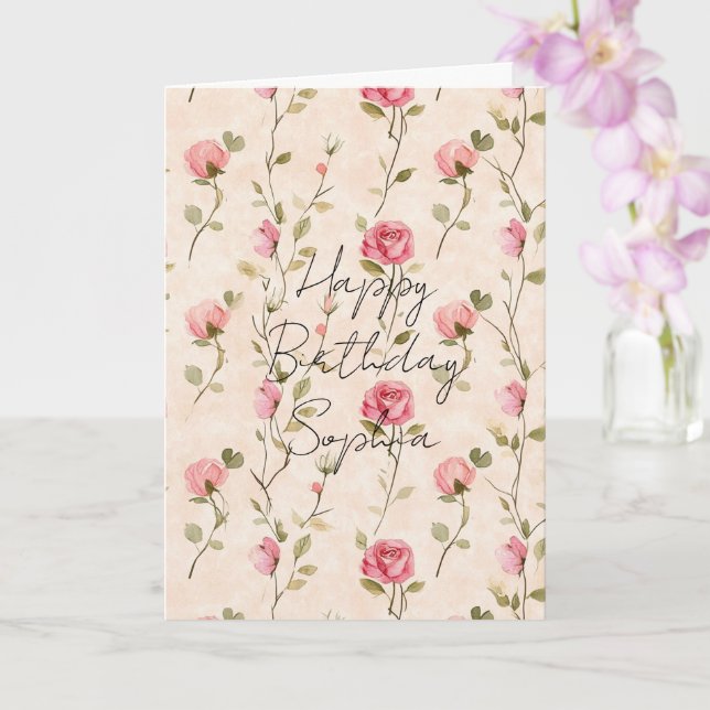 Carte De Jolies Roses Crème Fleuries Pour Anniversaire (Orchidée)