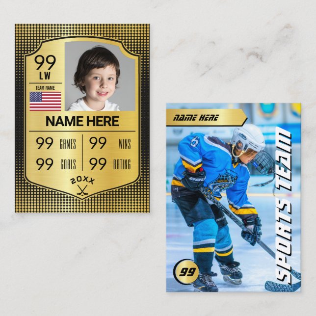 Carte de joueur de hockey Gold Shield (Devant / Derrière)