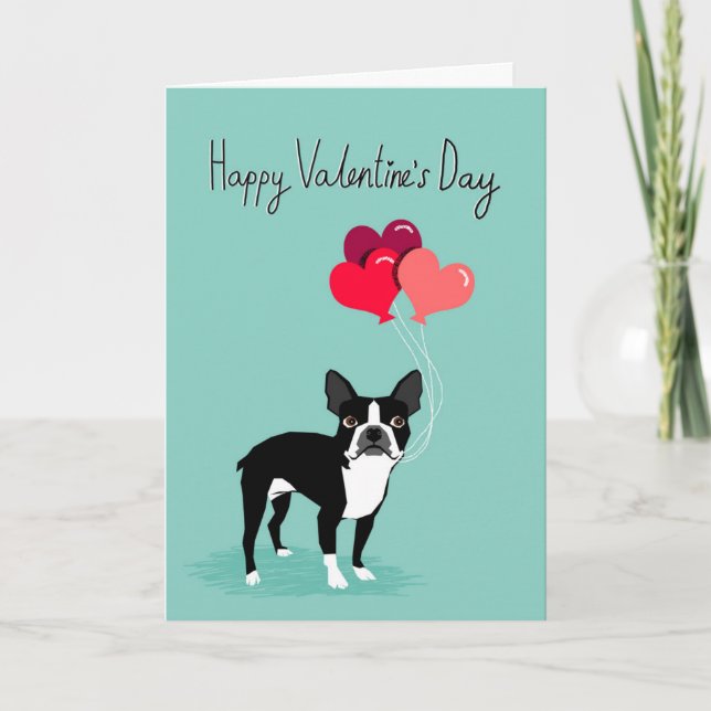 Carte de jour Boston Terrier Valentines - Carte de (Devant)
