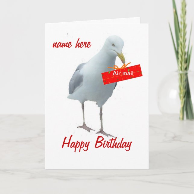 Carte de jour d'anniversaire de mouette toute (Devant)
