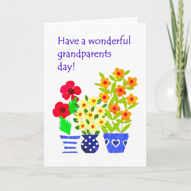 Carte de jour de grands-parents - flower power (Devant)