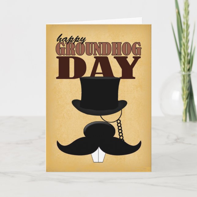 Carte de jour de Groundhog de moustache de (Devant)