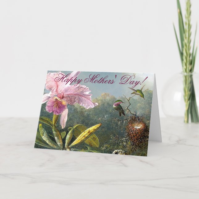 Carte de jour de mères de colibris d'orchidée (Devant)