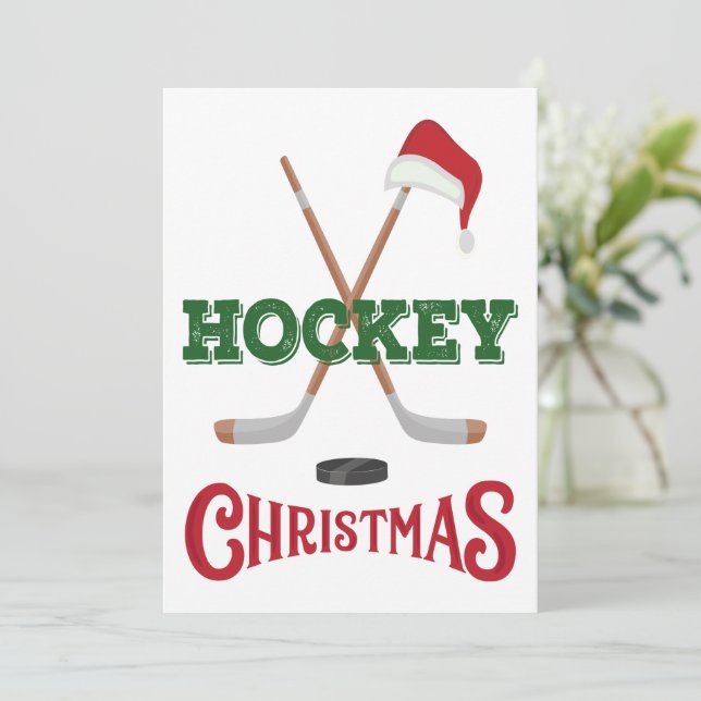 Carte De Jour De Noël De Hockey Pour Joueurs De Ho (Debout devant)