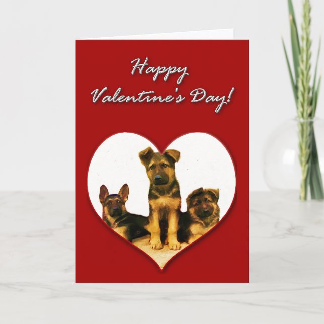 Carte de jour de Valentines de chiots de berger (Devant)