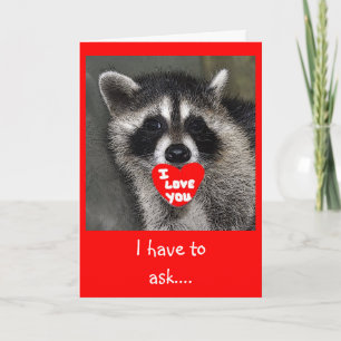 Carte de jour de Valentines de raton laveur