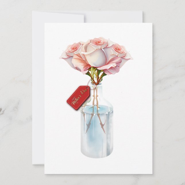 Carte de jour des mères roses florales (Devant)