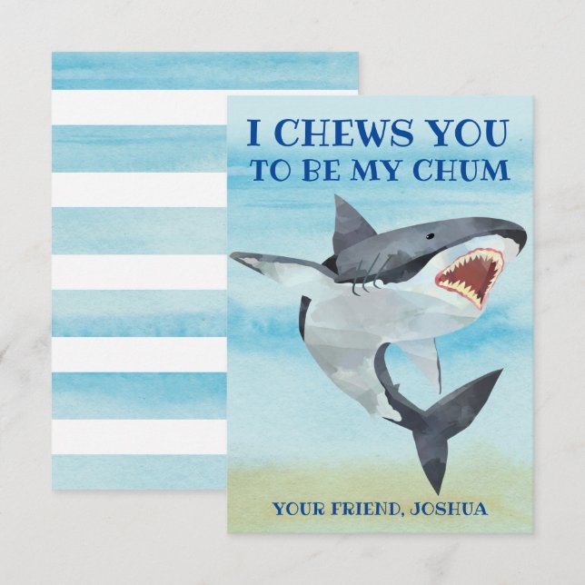 Carte de jour des Valentines de requin pour les en (Devant / Derrière)