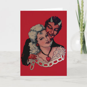 Carte de jour du diable victorien vintage Valentin