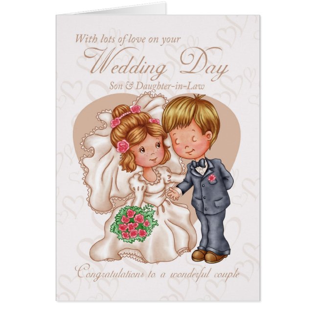 Carte de jour du mariage de fils et de belle-fille (Devant)