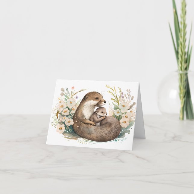Carte de jour mère et bébé Otter Mothers (Devant)