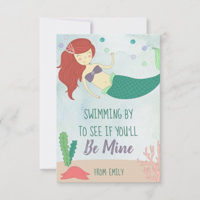 Carte de jour Mermaid Valentines pour enfants Be M (Devant)