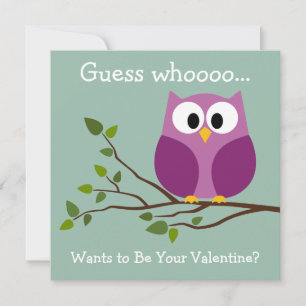 Carte de jour pour enfants Valentines avec chouett