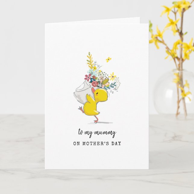 Carte de jour pour les mères de canard bébé mignon (Fleur jaune)