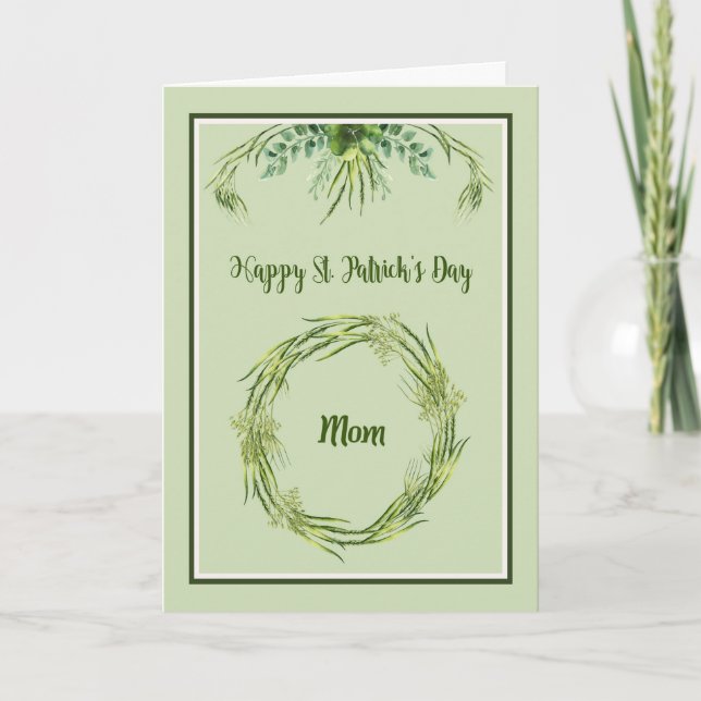 Carte de jour St. Patrick pour maman avec Herb Des (Devant)