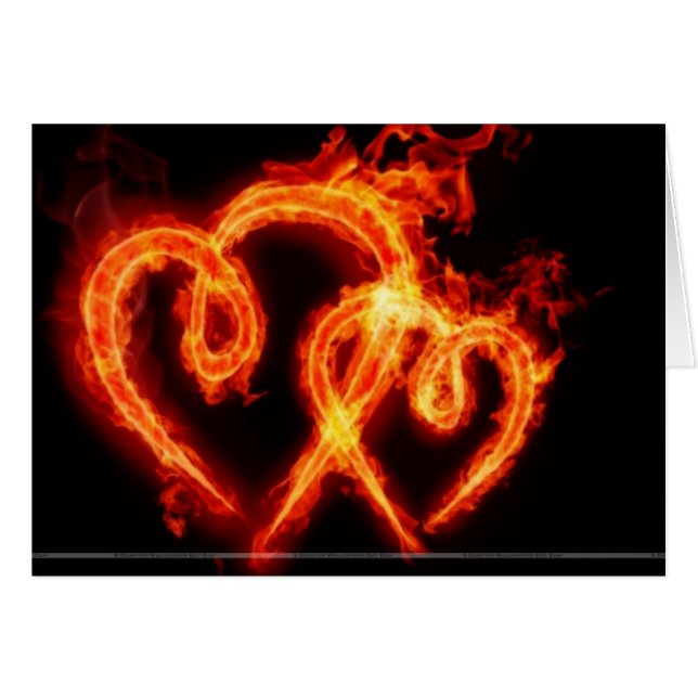 Carte de jour Valenties Coeur flamboyant (Devant horizontal)