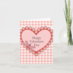 Carte de jour Valentines En vichy et libellules
