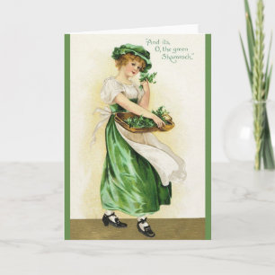 Carte de jour vintage du Shamrock irlandais St. Pa