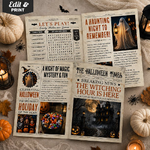 Carte de journal de Halloween personnalisée, décor