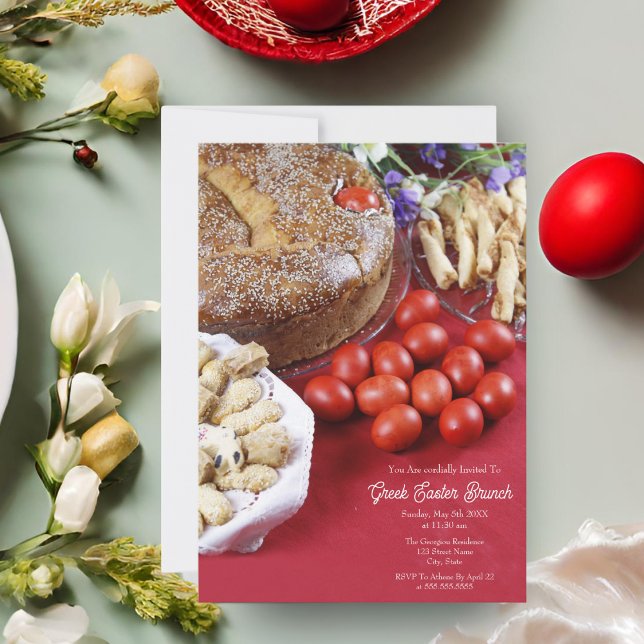 Carte de Joyeuses Pâques grecques avec du pain Tso (Indulge in tradition with Tsoureki Bread: Happy Greek Easter!)