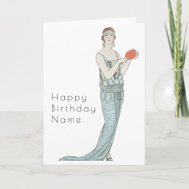 Carte de joyeux anniversaire à l'illustration rétr (Devant)
