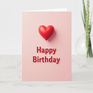 Carte de Joyeux Anniversaire au Cœur Rouge Sucré
