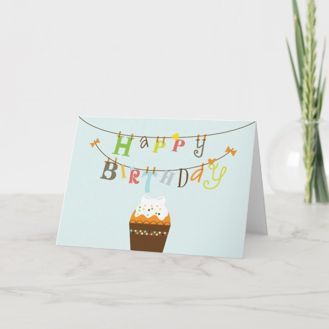 Carte de Joyeux Anniversaire avec ficelle (Devant)