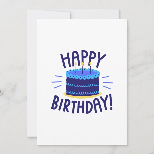 Carte de joyeux anniversaire avec gâteau bleu à ét (Devant)