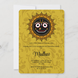 Carte de joyeux anniversaire avec Krishna mignon -