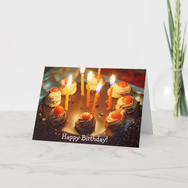 Carte de joyeux anniversaire avec le gâteau de (Devant)