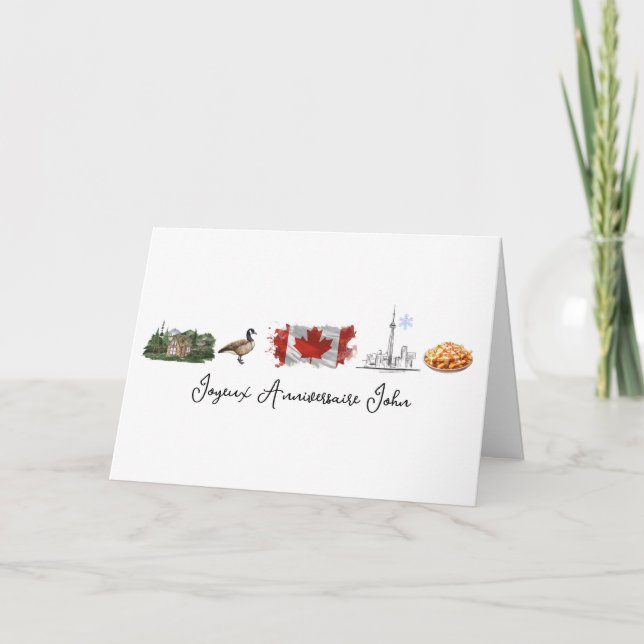 Carte de Joyeux Anniversaire Canadien-Français, Qu (Devant)